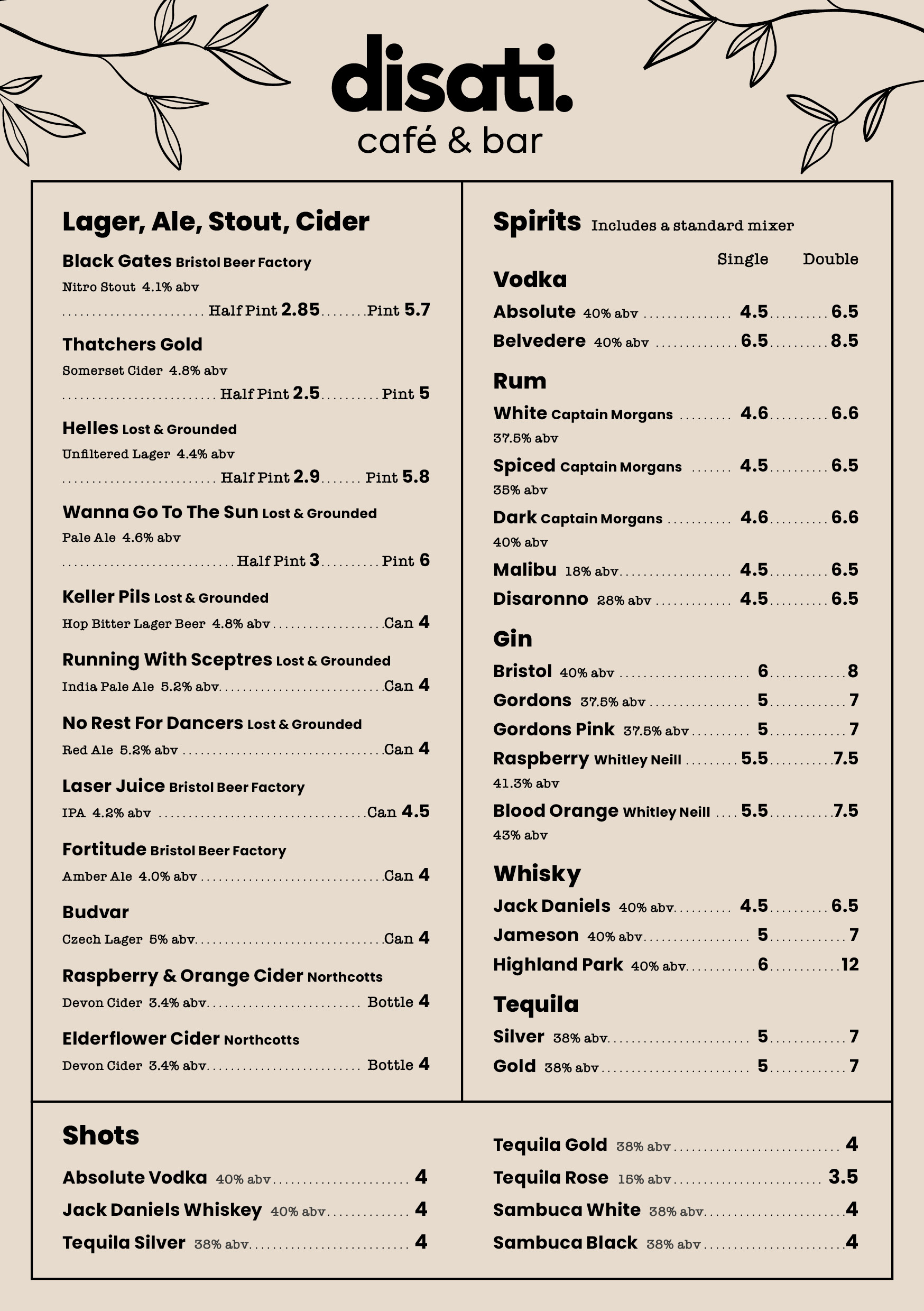 Disati_Bar Menu A5 page 1