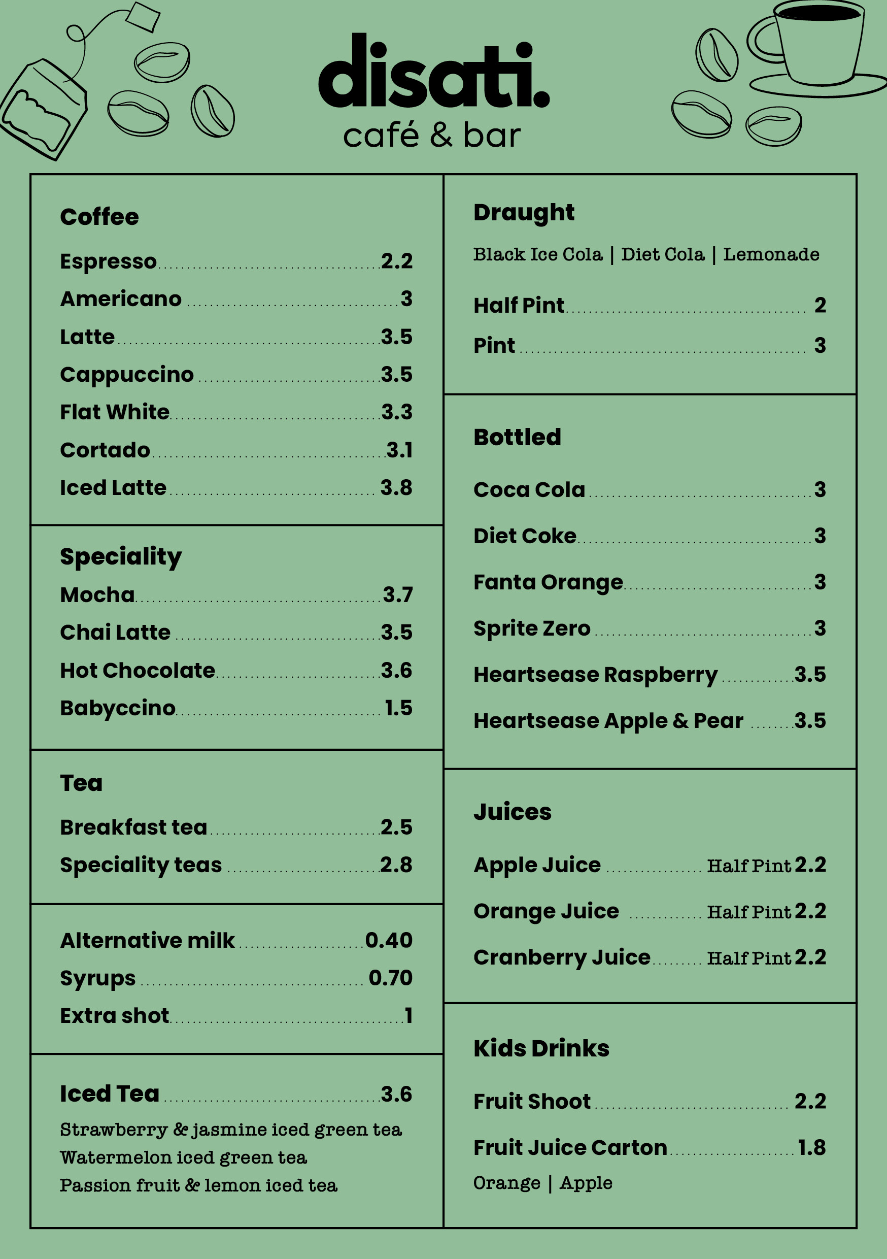 Disati_Drinks Menu_Hot and Cold